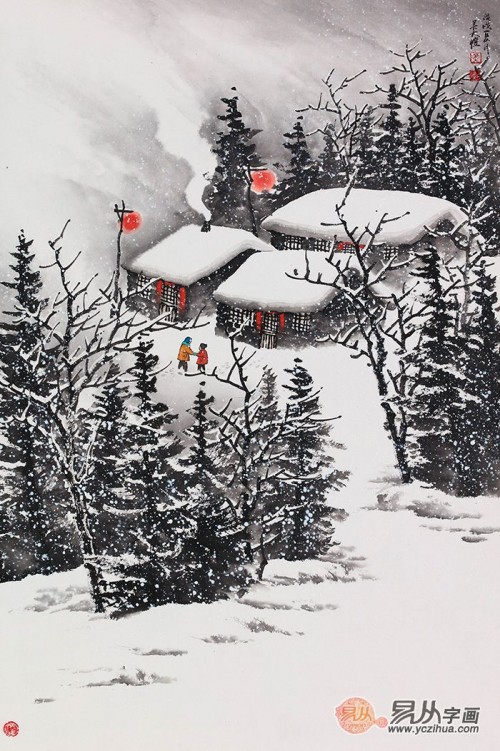 国内知名的雪景山水画家吴大恺，墨润雪境知禅意