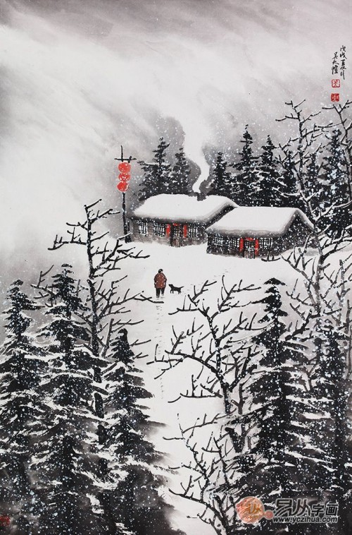 国内知名的雪景山水画家吴大恺，墨润雪境知禅意