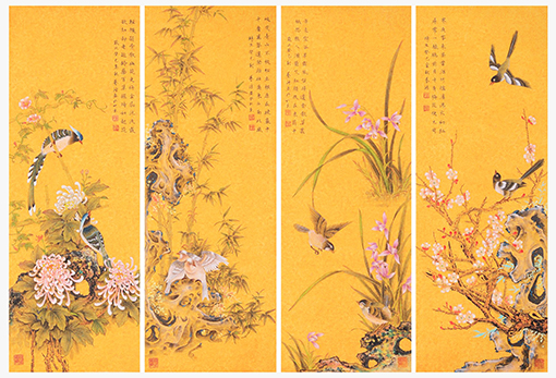 户广生作品《梅兰竹菊》四条屏.jpg